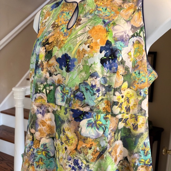 Lands End Sleeveless Pretty Dress Watercolor Floral Side Pockets 22W - Picture 3 of 4